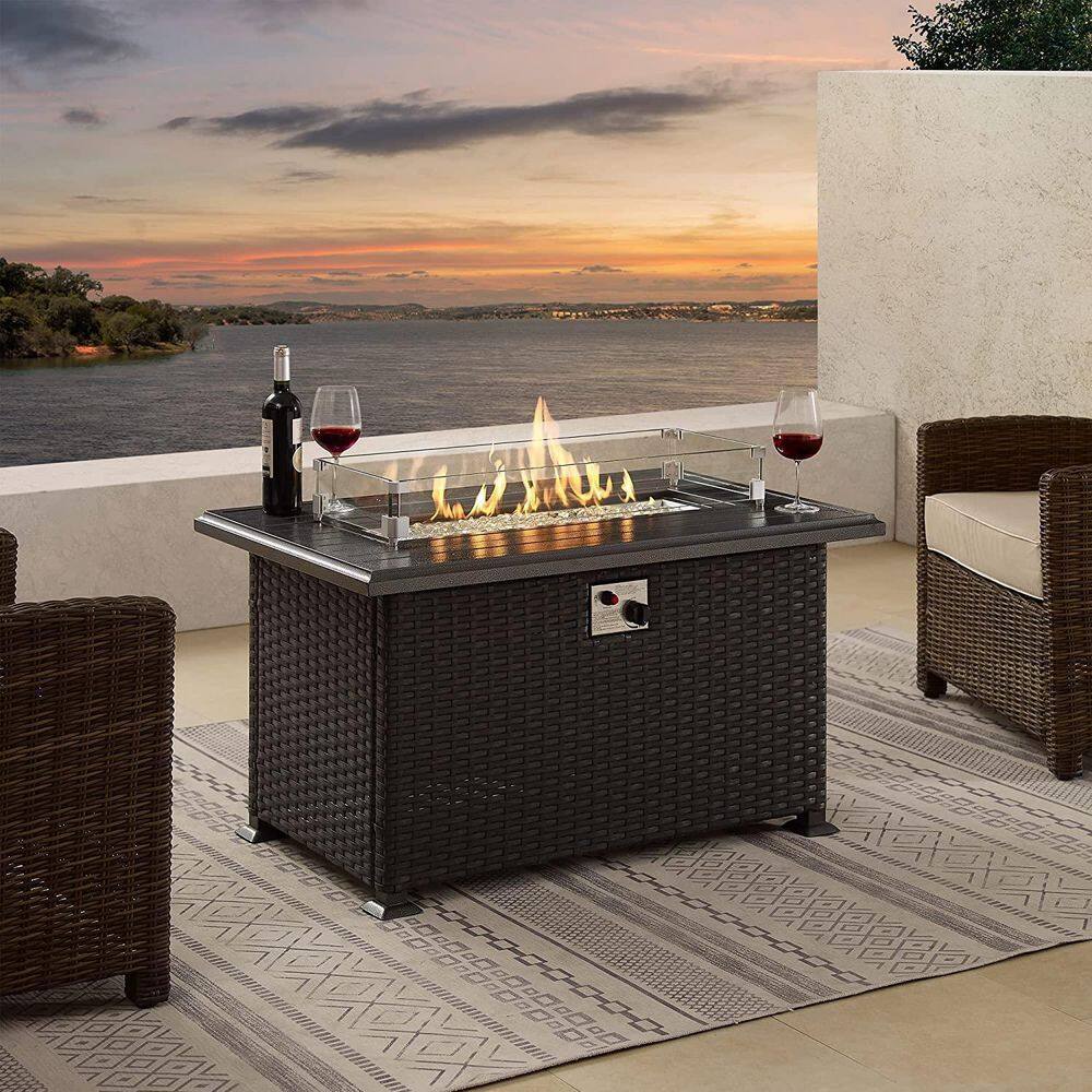 43 Inch Metal Outdoor Fire Pit Table with Aluminum Tabletop AM915C-1321