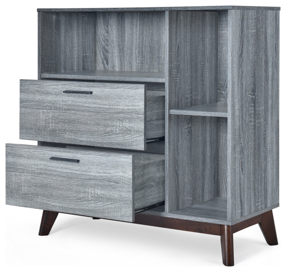 Deschutes Mid Century Modern 2 Drawer Cabinet   Midcentury   Accent Chests And Cabinets   by GDFStudio  Houzz