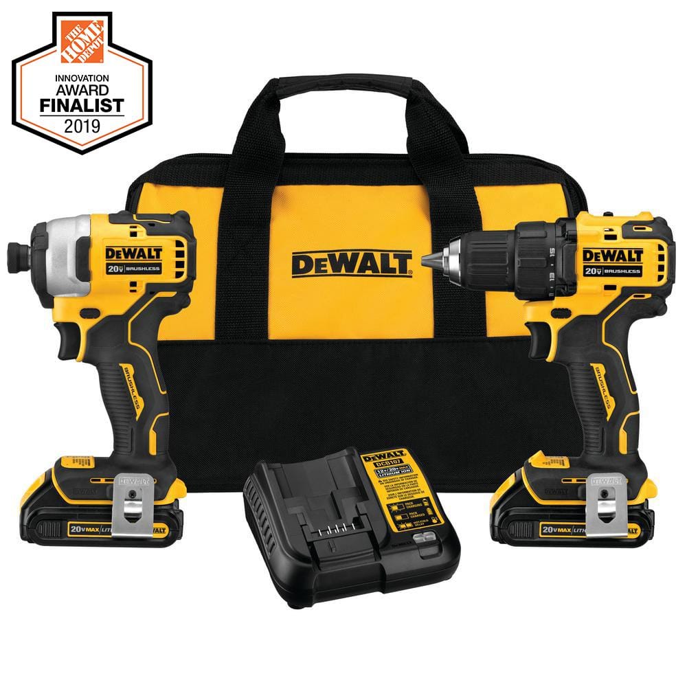 DEWALT ATOMIC 20V MAX Cordless Brushless Compact Drill/Impact 2 Tool Combo Kit with (2) 1.3Ah Batteries, Charger, and Bag DCK278C2