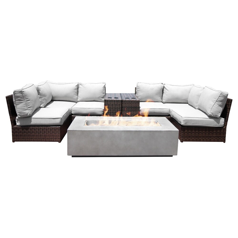 Living Source International Lucca 9 piece Cup Table Fire Pit Sectional