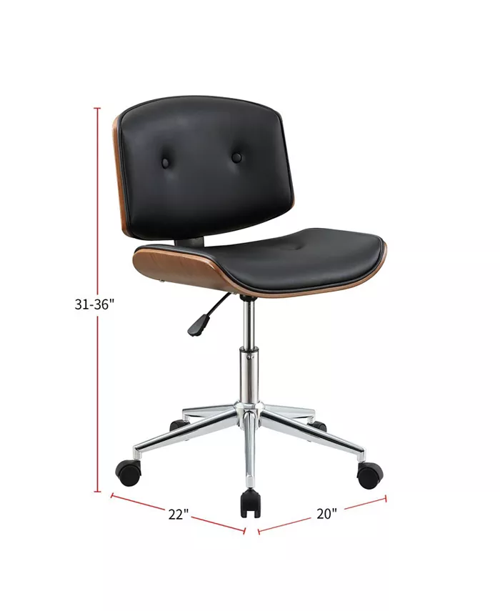 Simple Relax Leatherette Office Chair in Black and Walnut Finish