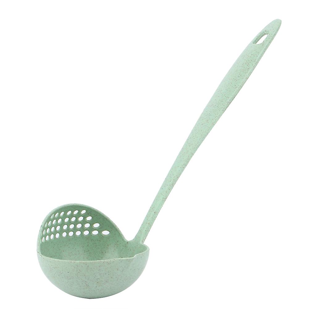 2 In 1 Wheat Straw Long Handle Soup Porridge Spoons With Filter(Green)