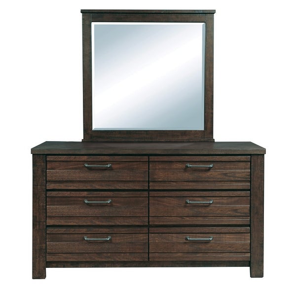 Roundhill Furniture Sedona Transitional Wood Bedroom Set， Panel Bed with Dresser， Mirror， Two Nightstands in Espresso - - 37524242