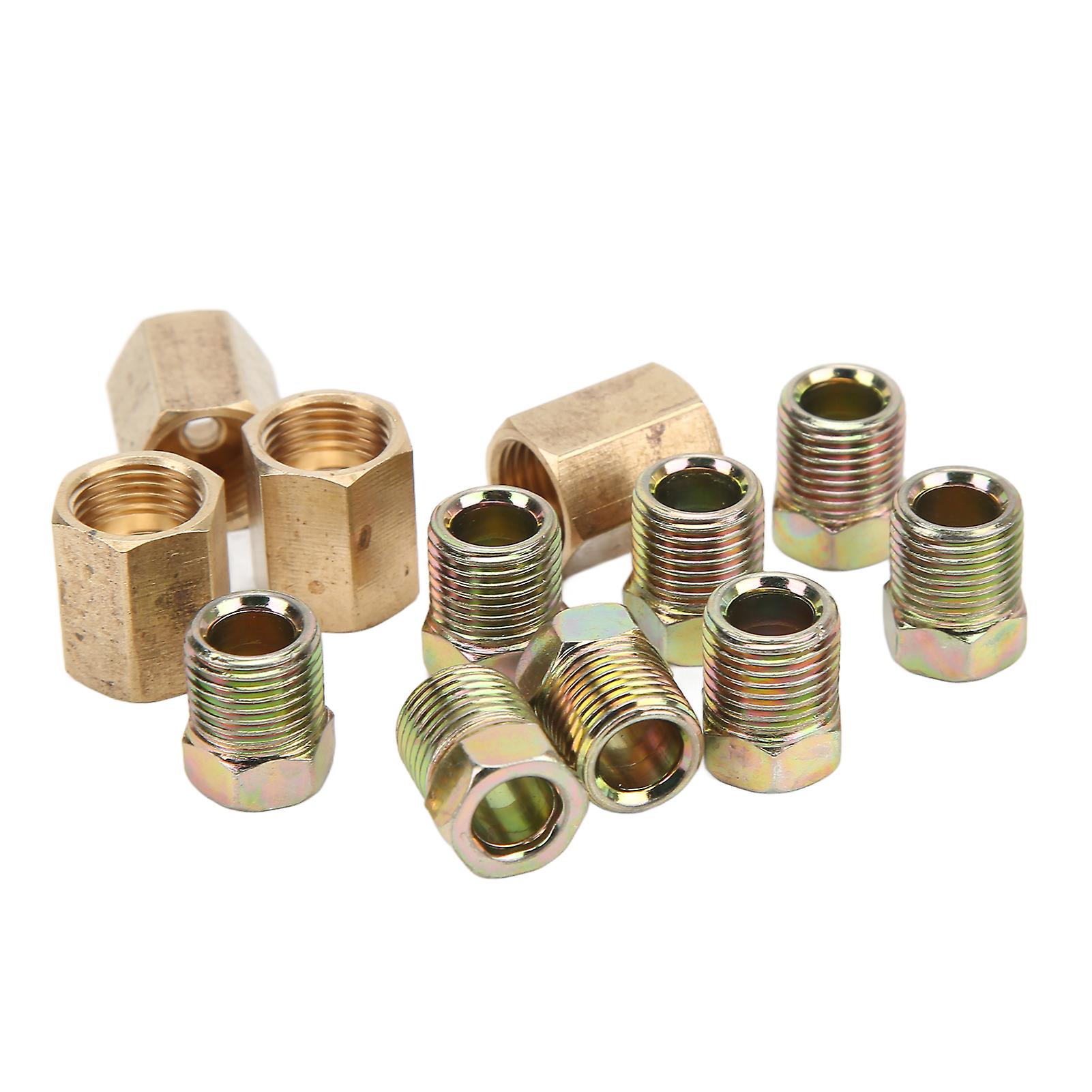 12pcs 7/16in24 Threads Brake Line Fittings Assortment Brass Car Accessories For 1/4inch Brake Tube