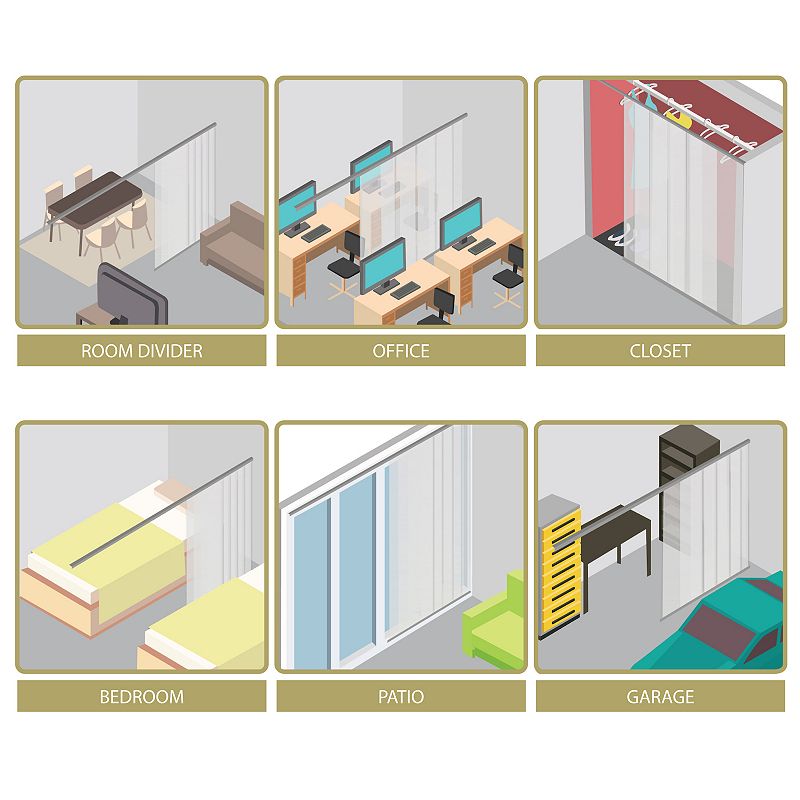 Rod Desyne Winter 3-Panel Single Rail Panel Track Room Extendable Divider