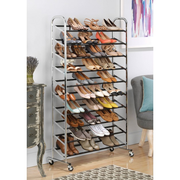 Whitmor 10 Tier Shoe Tower Silver