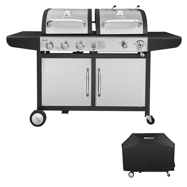 ZH3002SC 3-Burner 25，500-BTU Dual Fuel Cabinet Gas and Charcoal Grill Combo with Cover