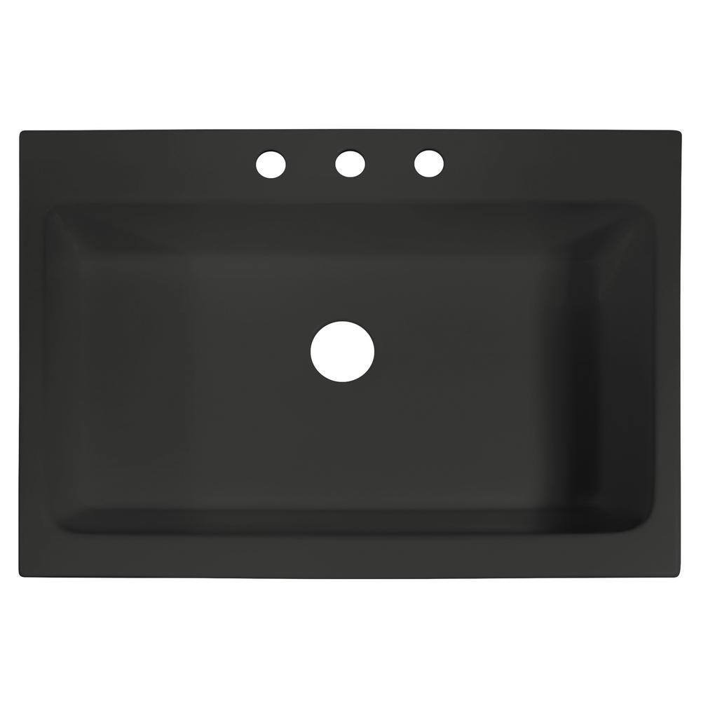 SINKOLOGY Josephine All-in-One Quick-Fit Matte Black Fireclay 33.85 in. 3-Hole Single Bowl Farmhouse Kitchen Sink and Faucet Kit SK450-34MB-SABD