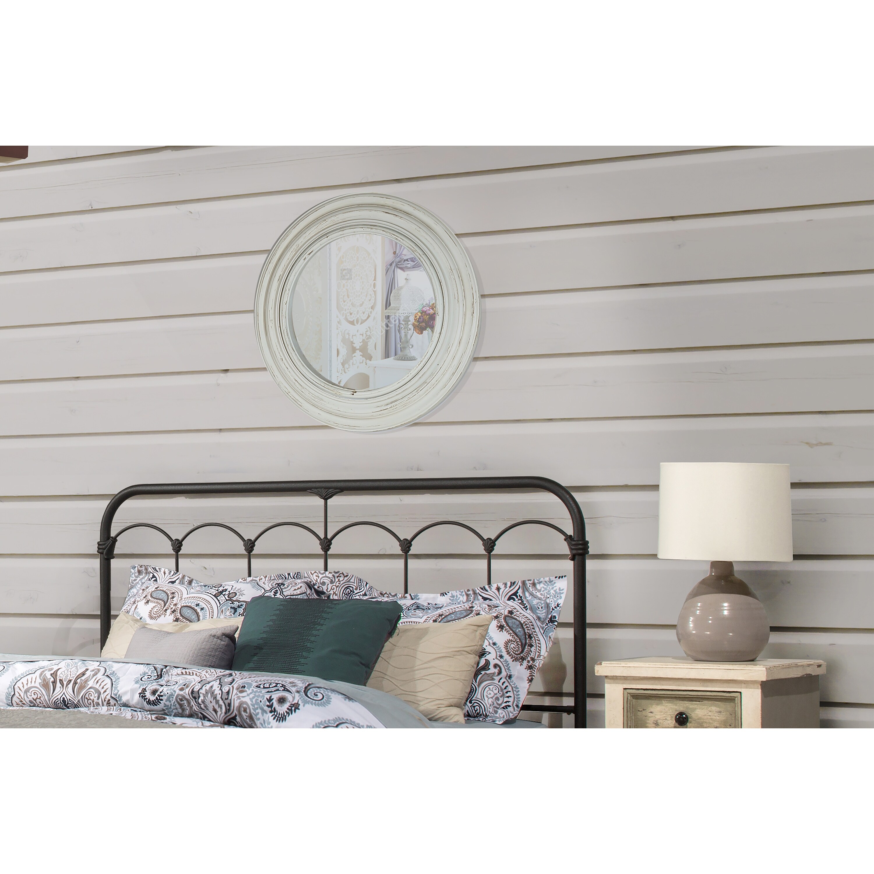 The Gray Barn Charley Black Speckle Metal Headboard with Rails - - 21906868