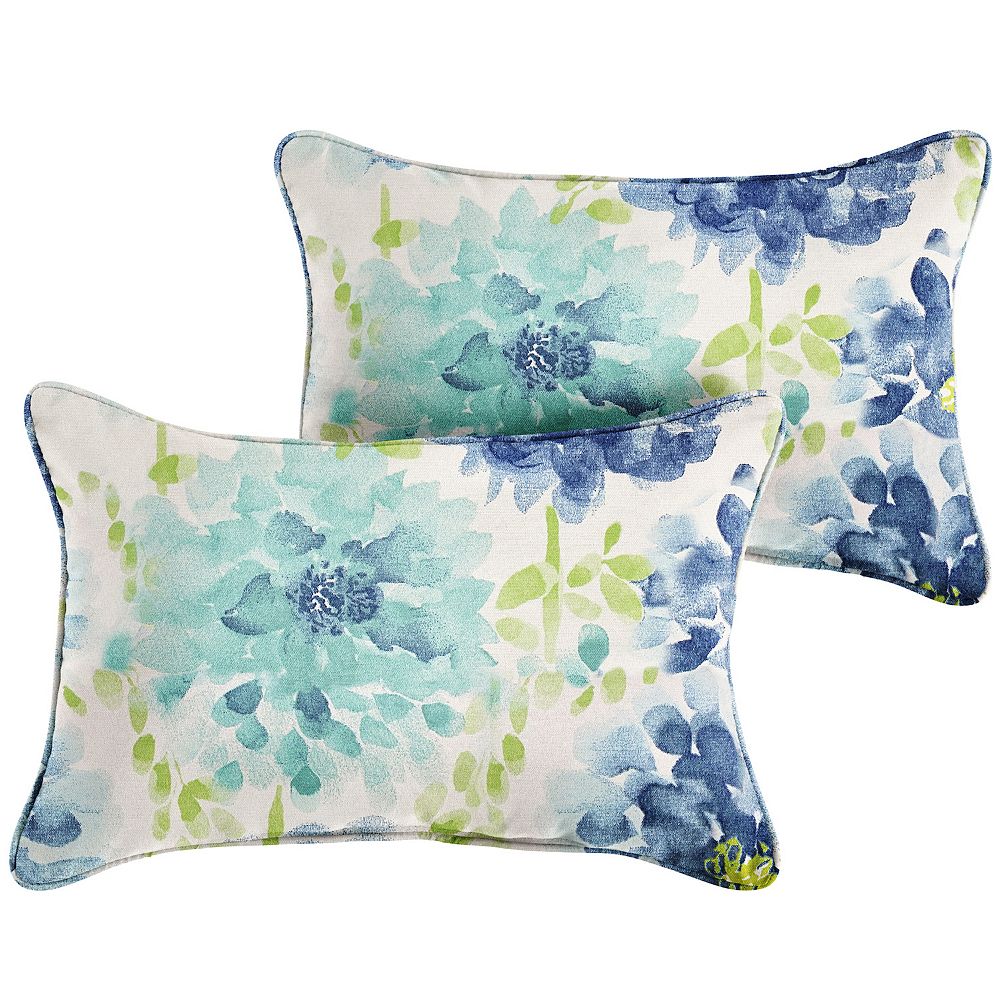 Sorra Home Gardenia Seaglass Outdoor/Indoor Corded Pillow Set of Two