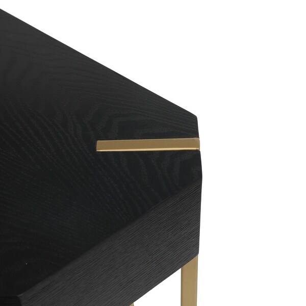 Black Wood and Gold Metal Console and Entry Table - 30.25