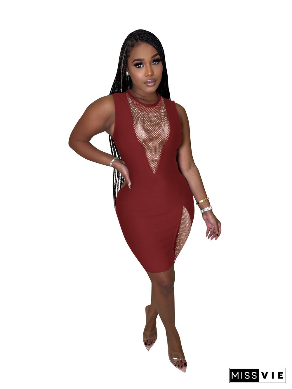 Sleeveless Hot Drill Bodycon Dress