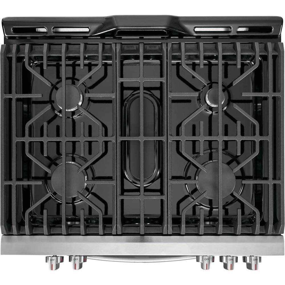 FRIGIDAIRE GALLERY 30 in. 5 Burner Slide-In Gas Range in Stainless Steel with Convection and Air Fry FGGH3047VF