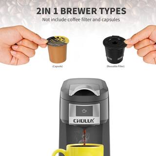 Edendirect Rebin One Cup Matte Black Single Serce Coffee Maker for Capsule K-Cup Pod Reusable Filter with Automatic Shut-Off HJRY23040101