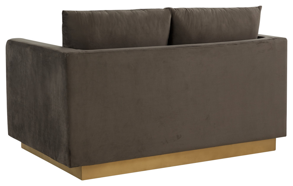 LeisureMod Nervo Modern Velvet Loveseat With Gold Base   Contemporary   Loveseats   by LeisureMod  Houzz