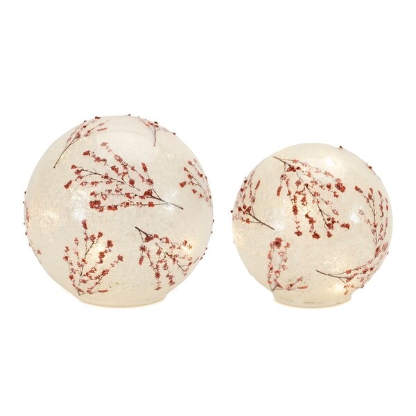 LED Frosted Berry Branch Globes (Set of 2)