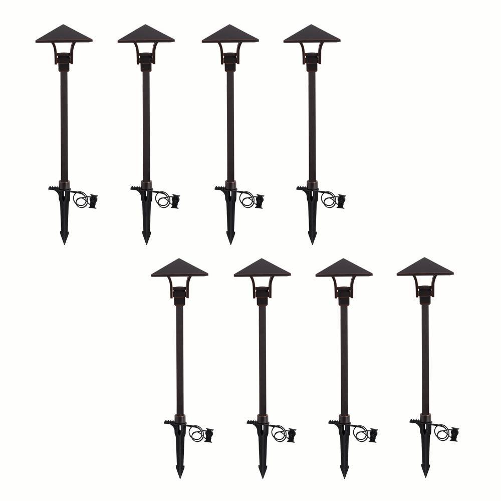 Hampton Bay 4.5-Watt Oil Rubbed Bronze Outdoor Integrated LED Landscape Path Light (8-Pack) JPV1501L-2-8PK