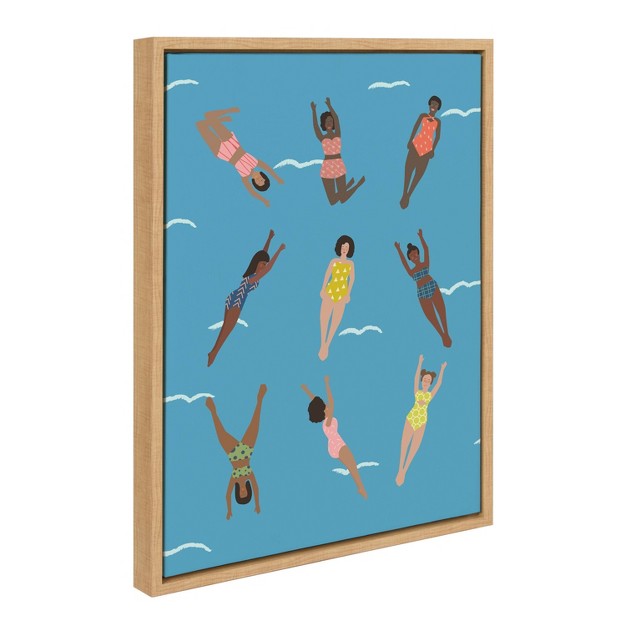 X 24 quot Sylvie Swimmers Framed Canvas By Queenbe Monyei Natural Kate amp Laurel All Things Decor