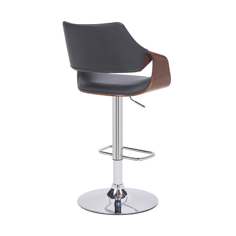 Bar Stool with Curved Leatherette Back and Seat， Gray