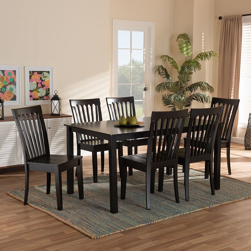 Baxton Studio Erion Dining Chair and Table 7-piece Set