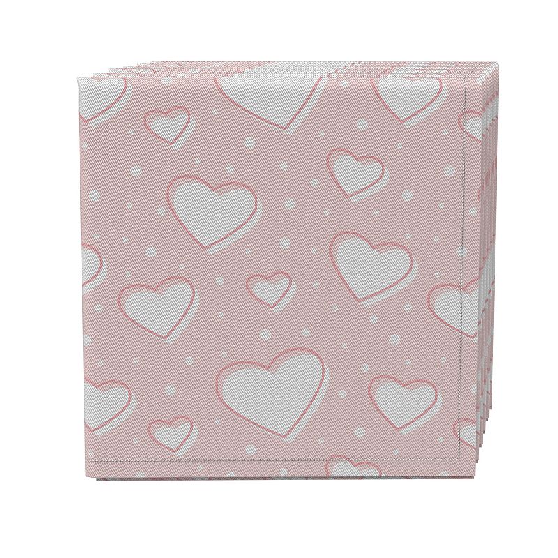 Napkin Set of 4， 100% Cotton， 20x20， Lovely Hearts Pink