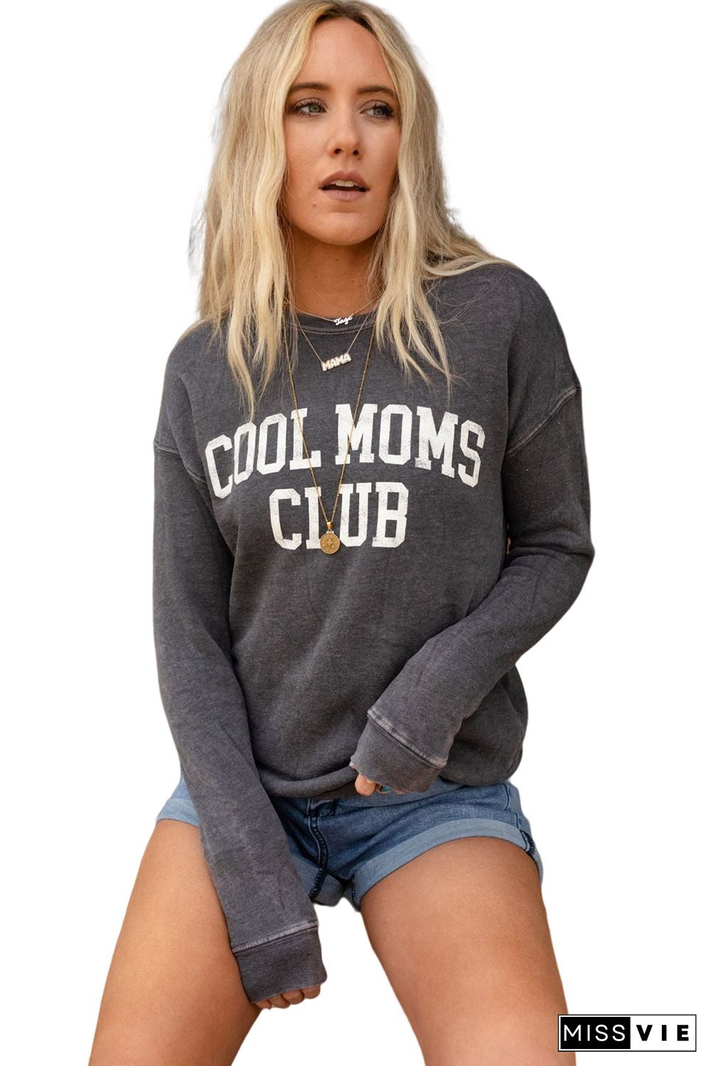 Gray COOL MOMS CLUB Drop Shoulder Sweatshirt