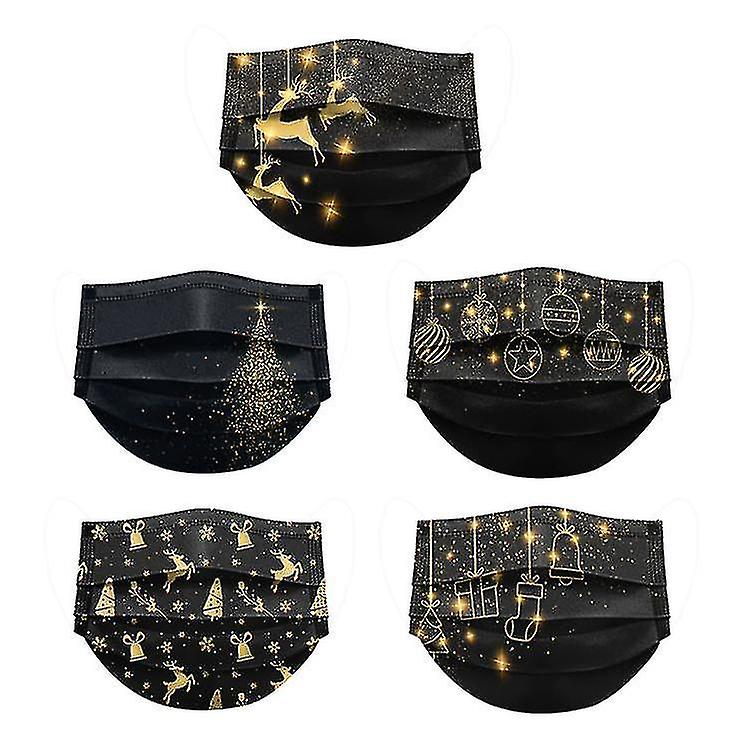 50pcs Gradient Star Printed Adult Mask， Christmas Three-layer Disposable Mask