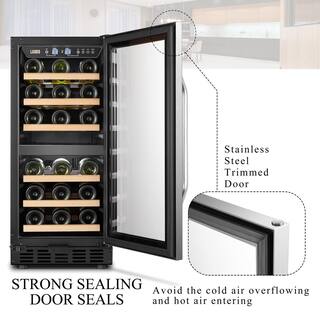 LANBO 15 in. 28 Bottle Stainless Steel Dual Zone Wine Refrigerator LW28D