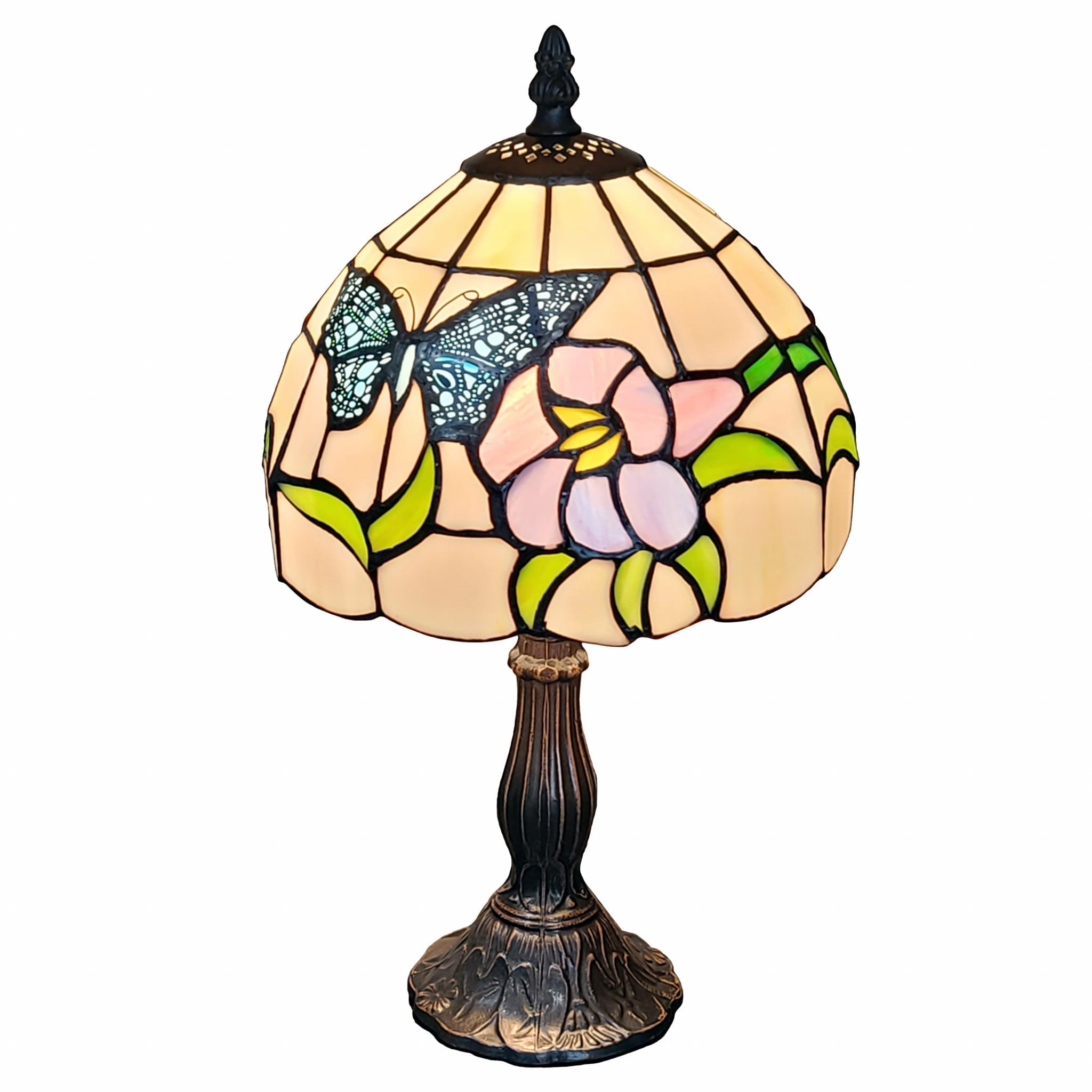 15"  Style Stained Glass Blue Butterfly Table Lamp