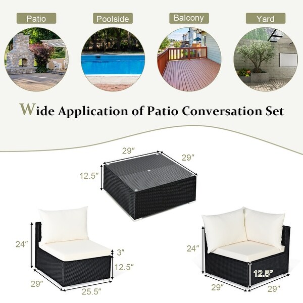 Costway 7PCS Patio Rattan Sofa Set Sectional Conversation Furniture