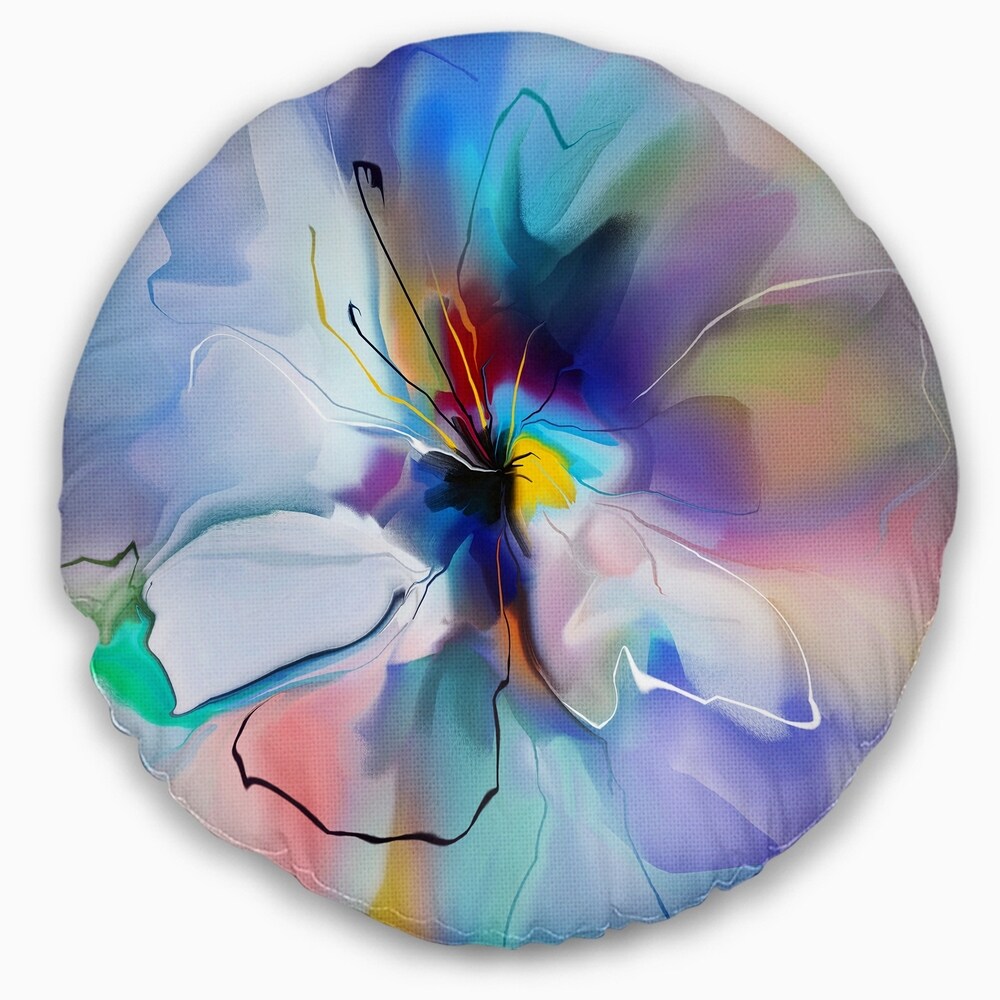 Designart 'Abstract Creative Blue Flower' Floral Throw Pillow