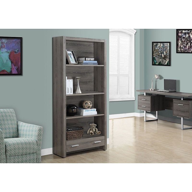 71.25 Taupe Brown Contemporary Rectangular Bookcase