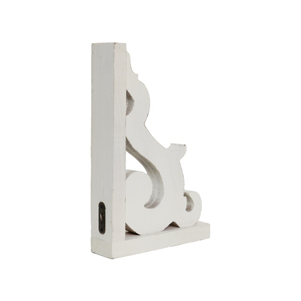 Whitewashed Antique Wood Corbel Wall Shelf Brackets (Set of 2)