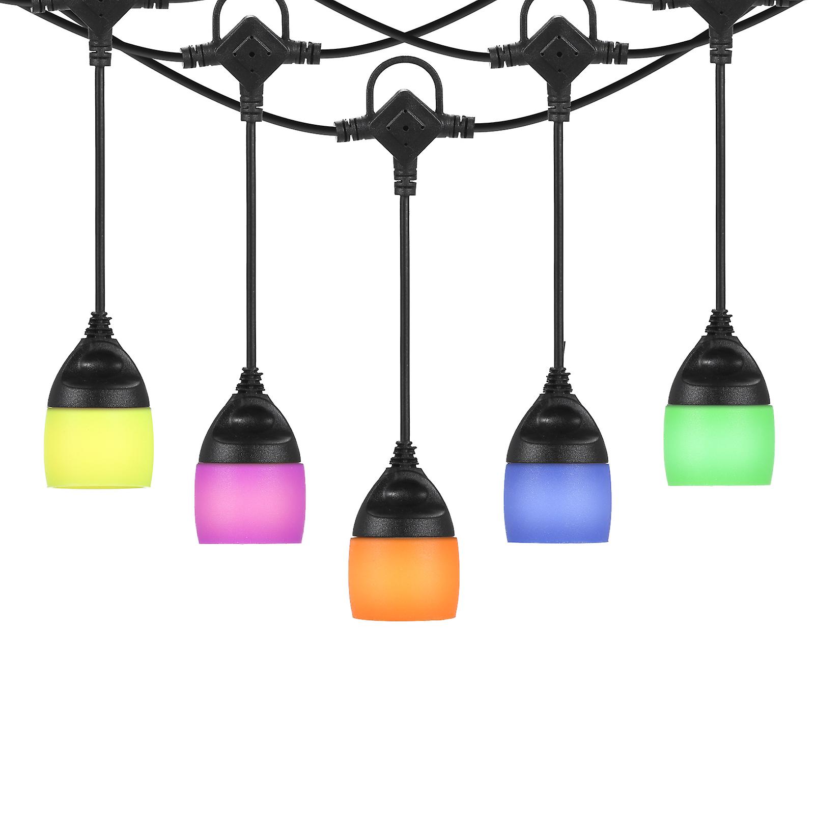 Leds String Light With Colorful Silicone Lampshade 8 Lighting Modes Warm Lighting 12pcs Shatterproof Light Bulbs Ip65 Water-resistant 38ft Hang-ing Li