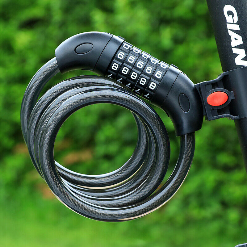 Bike Lock 5 Digital Bicycle Lock Cable Heavy Duty Combination Password Security Chain Wire Bike Lock