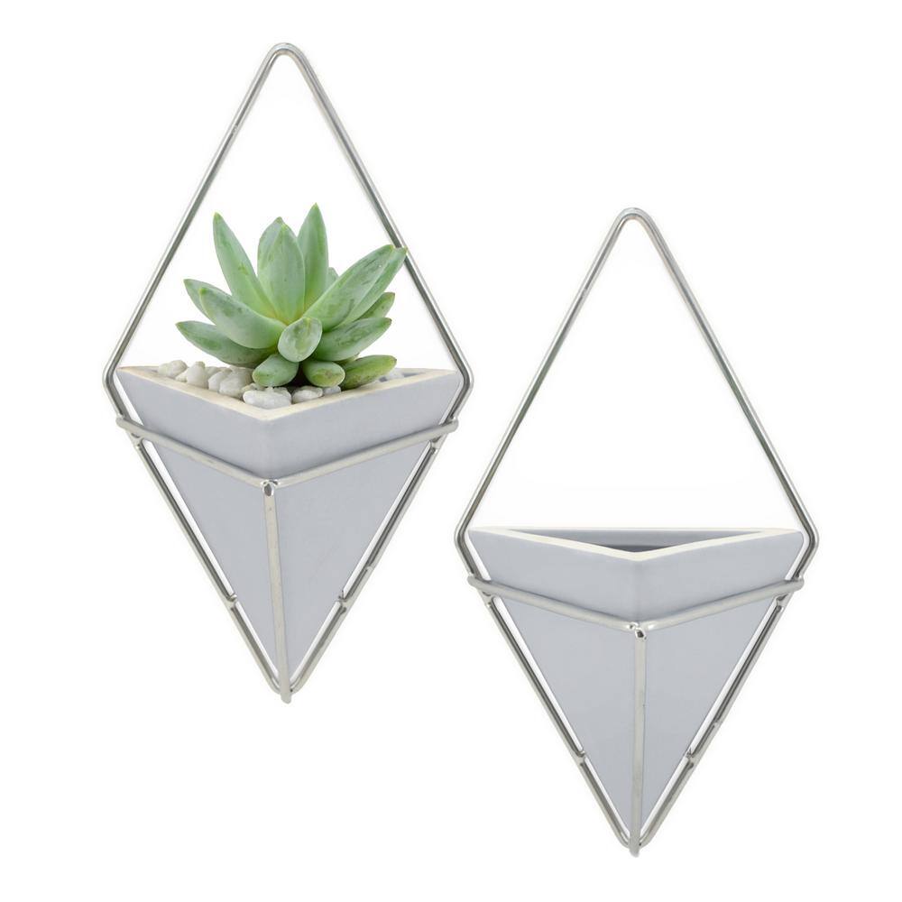 Arcadia Garden Products Diamond 6 in. x 10 in. Light Gray Matte Ceramic Wall Planter WP35LG