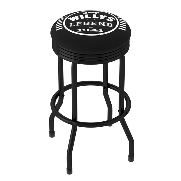 Jeep Willys Legend 360 Degree Swivel Black Barstool with Foam Padded Seat - 20.75 x 20.75 x 29