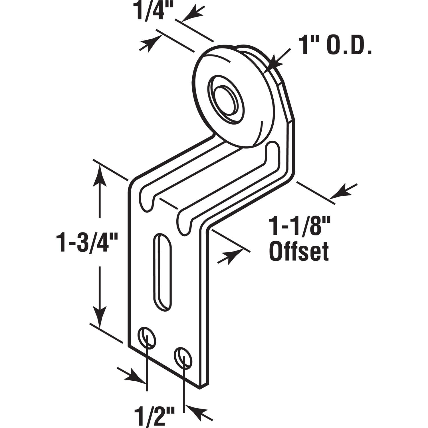 Prime-Line 1 in. D X 1/4 in. L Mill Nylon/Steel Roller Assembly 2 pk