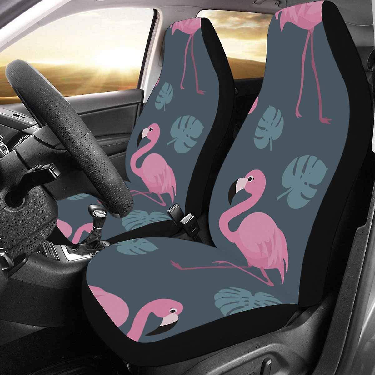 Set Of 2 Car Seat Covers Flamingo Universal Auto Front Seats Protector Fits For Car，suv Sedan，truck D---71608