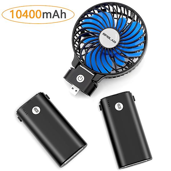 10400mah Battery Operated Fan， Portable Handheld Fan With 10-40 Hours Working Time，3 Setting， Strong Wind， Foldable Design Fan(black Blue) 95400