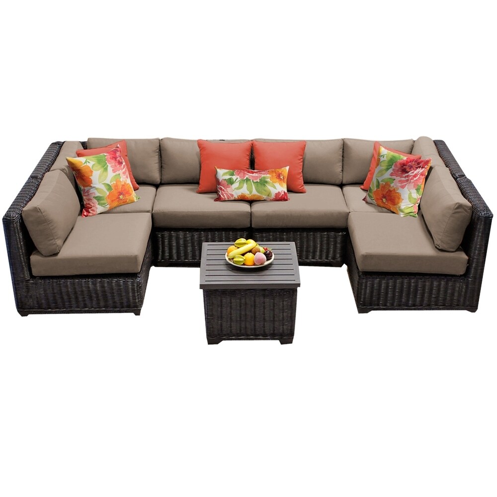 Venice 7 Piece Outdoor Wicker Patio Furniture Set 07d