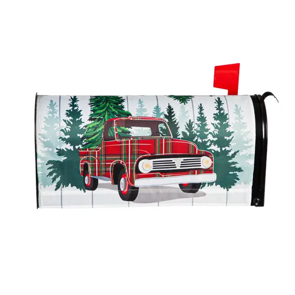 Evergreen Enterprises Plaid Christmas Truck Mailbox Cover