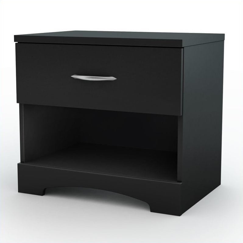 Home Square 2-Piece Set with 1-Drawer Nightstand & 5-Drawer Chest in Pure Black