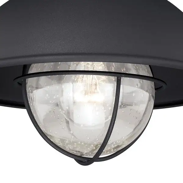 Harwich Black Coastal Barn Dome Outdoor Flush Mount Ceiling Light Clear Glass - 10-in W x 7.75-in H x 10-in D