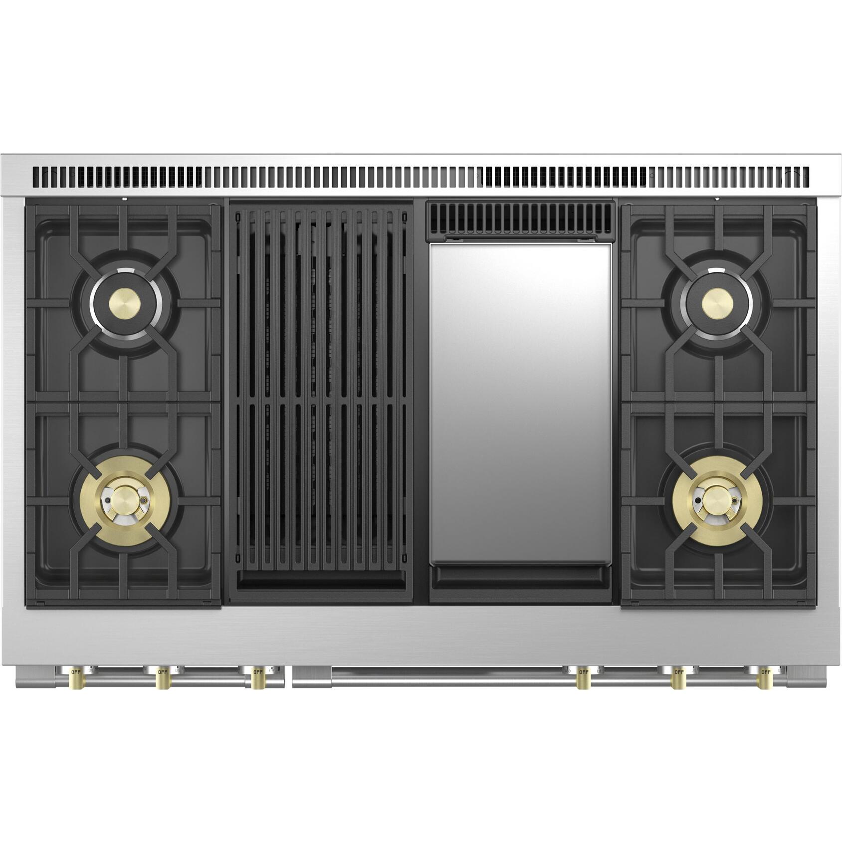 Monogram 48-inch Freestanding Dual-Fuel Range with True European Convection Technology ZDP484NGTSS