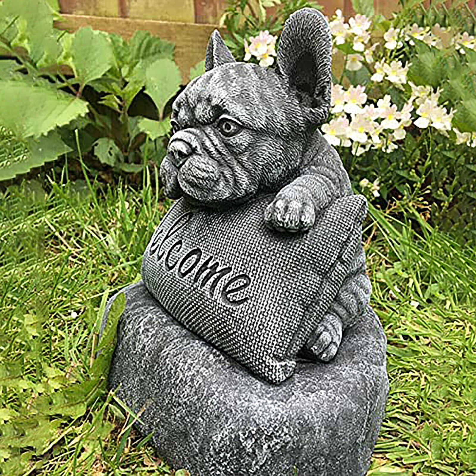 French Bulldog Statue Outdoor Garden Decor Resin Dog Sculpture Patio&Outdoor Decor