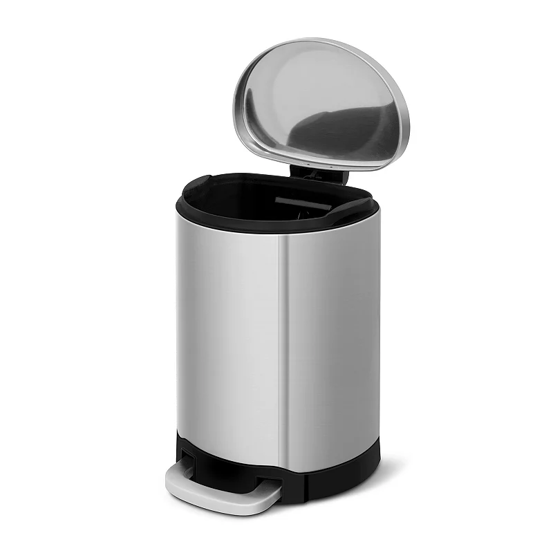 1.6 Gal./6 Liter Stainless Steel Semi-round Step-on Trash Can for Bathroom and Office