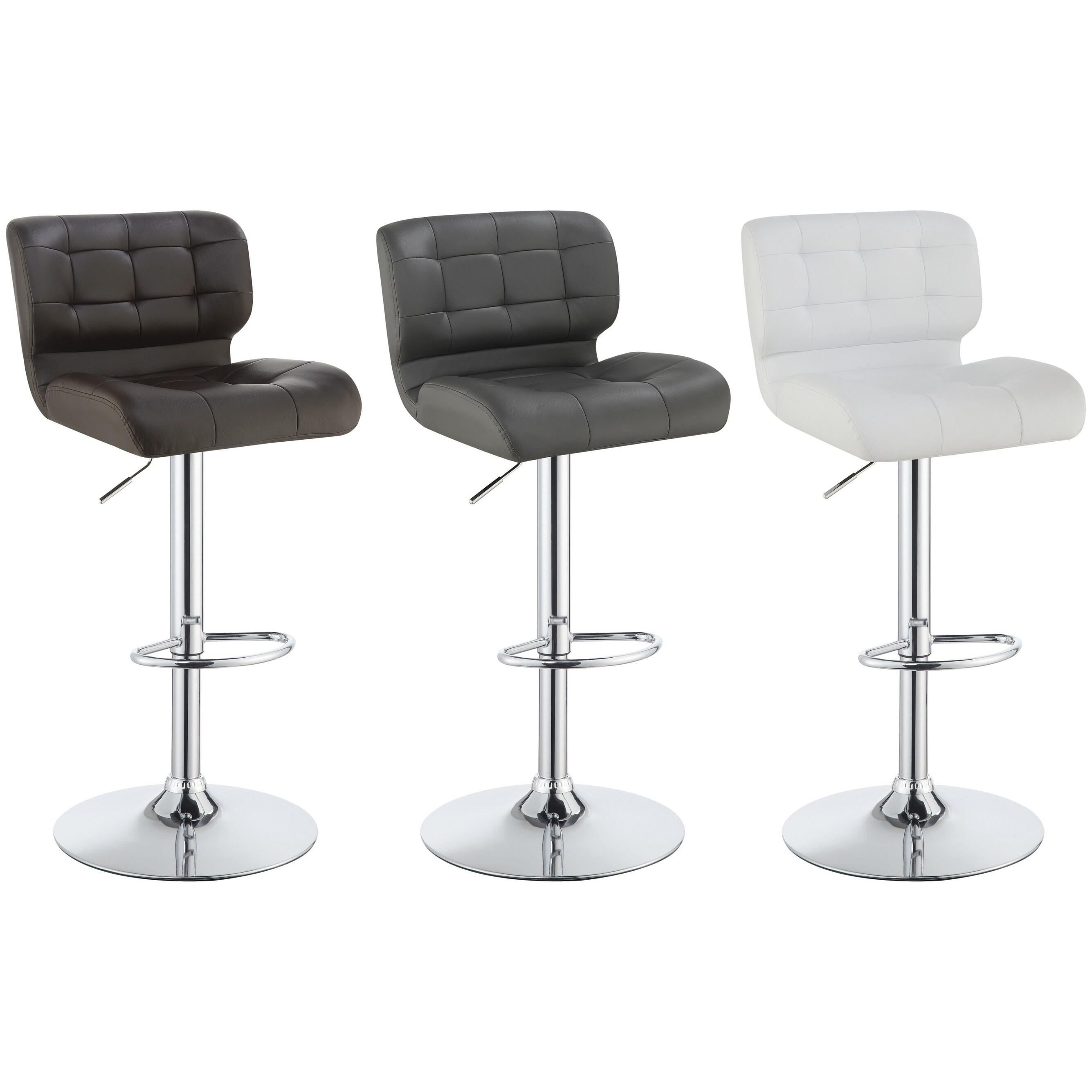 Modern Tufted Adjustable Swivel Stools with Chrome Base (Set of 2)