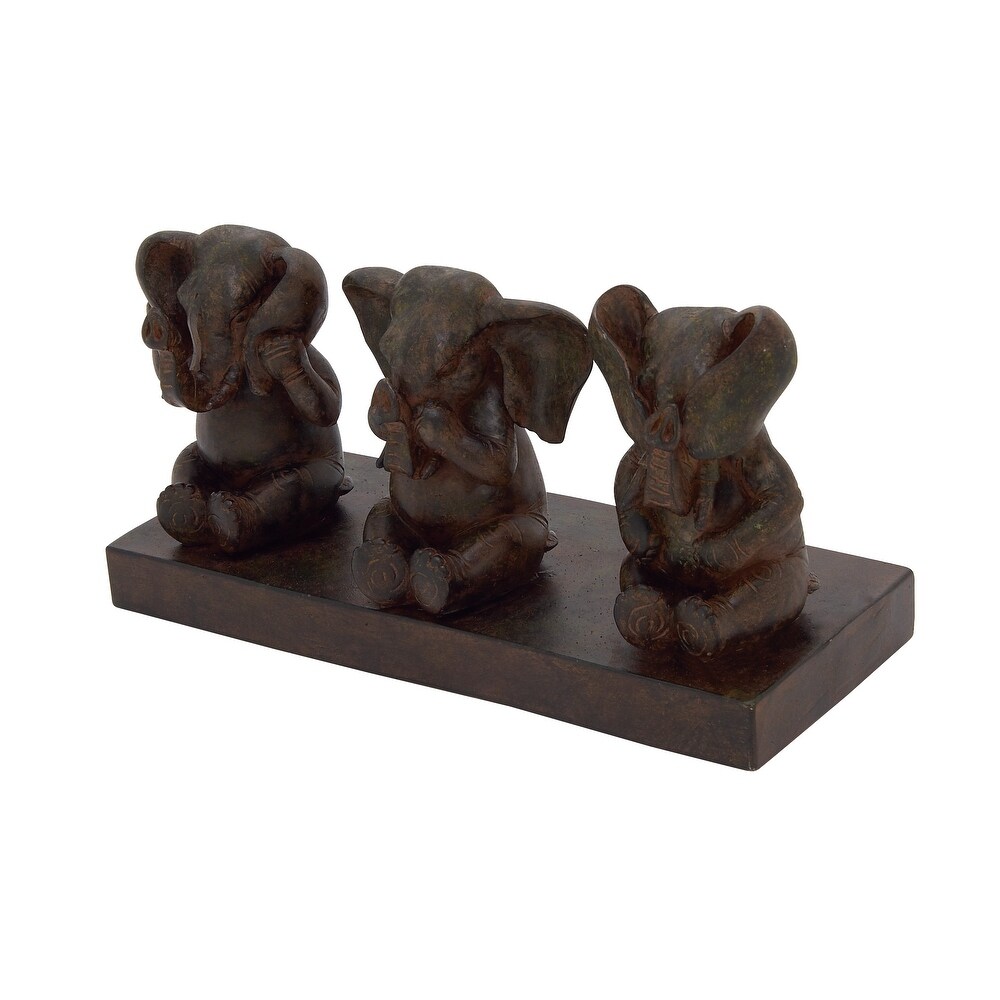 Brown Polystone Elephant Sculpture