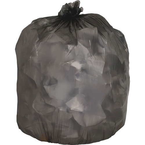 Genuine Joe Black Flat-Bottom Trash Bags | 10 Gallon， 0.35 Mil， 24